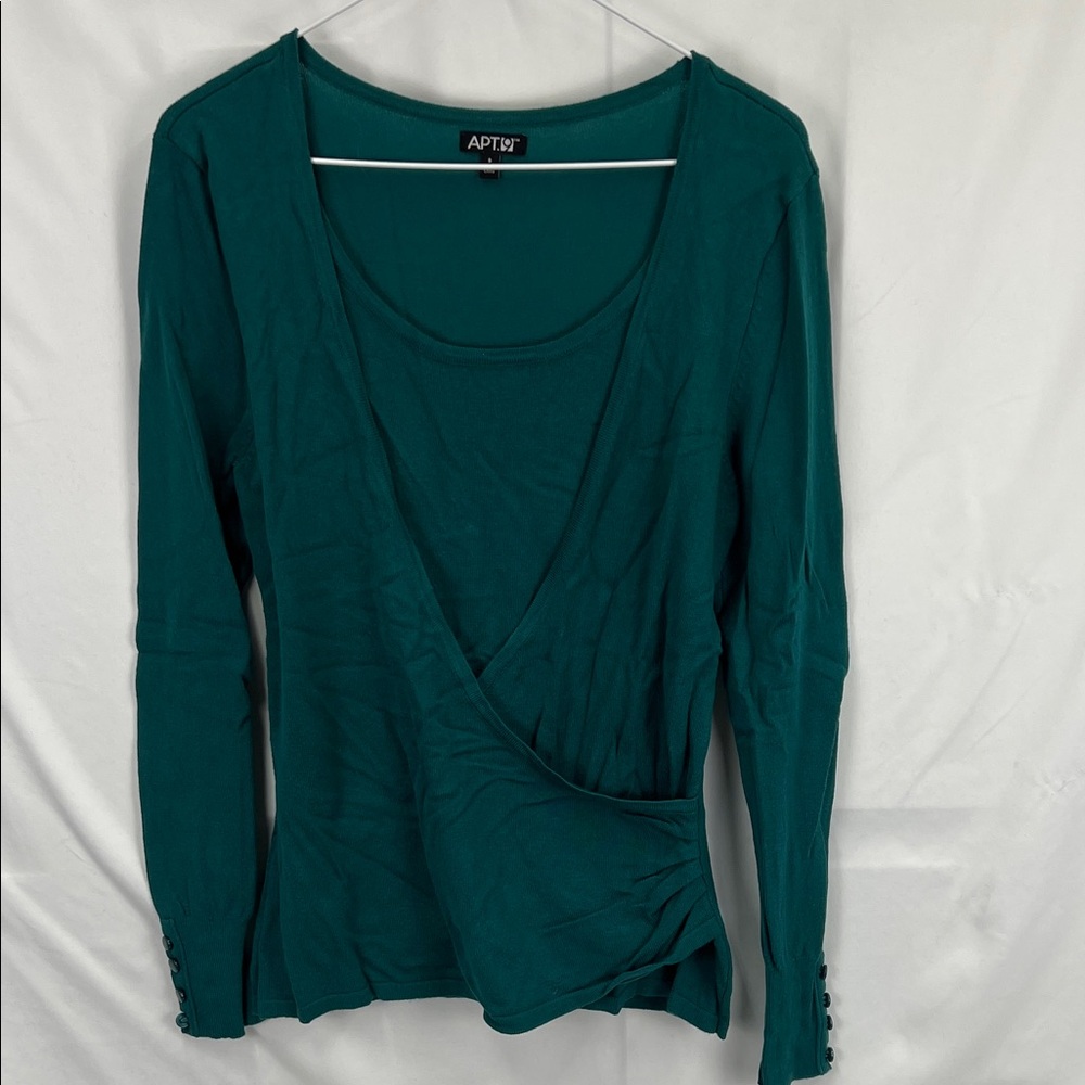 Apt 9 - Women’s Sweater - Wrap Around Styling - Teal Green - Small